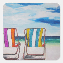 Beach Chair Delight Quadratischer Aufkleber