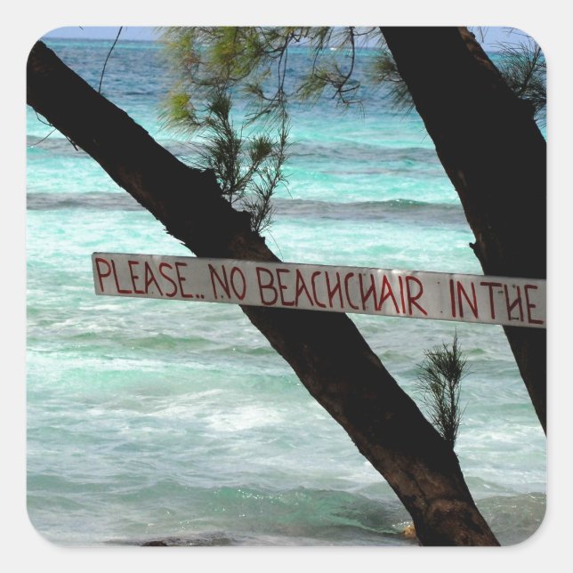 Beach Chairs Rum Point Grand Cayman Quadratischer Aufkleber (Vorderseite)