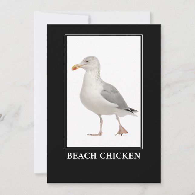 Beach Chicken - Seagull Gull Spaß Einladung (Vorderseite)