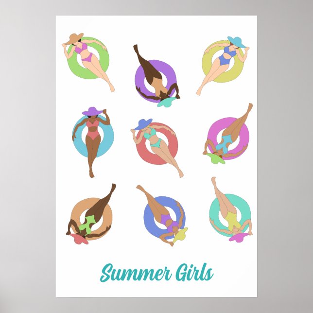 Beach Chillin Girls Personalization Text Poster (Vorne)