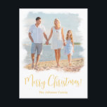 BEACH CHRISTMAS CARD | TROPISCHES FOTO POSTCARD FEIERTAGSPOSTKARTE<br><div class="desc">Familienstrand Foto Weihnachts-Postkarte perfekt für jeden Küstenort oder Urlaub Strand Bilder. Dieses schlichte und elegante, moderne minimalistische Design macht es einfach, Ihre Fotos hochzuladen und den eingebauten Rahmen und malerischen Overlay auf magische Weise zu einem modernen frei gestalteten Aquarellbild zu sehen! Unsere vielseitige Karte funktioniert von Florida bis Hawaii, da...</div>