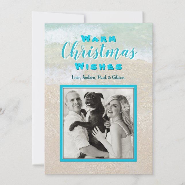 Beach Christmas Flat Photo personnalisée Cartes de (Devant)
