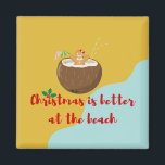 Beach Christmas Gingerfrau Magnet<br><div class="desc">Niedliches Lebkuchen feiert Weihnachten am Strand.</div>