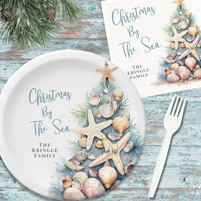 Beach Christmas Pappteller (Beach Christmas Paper Plates)