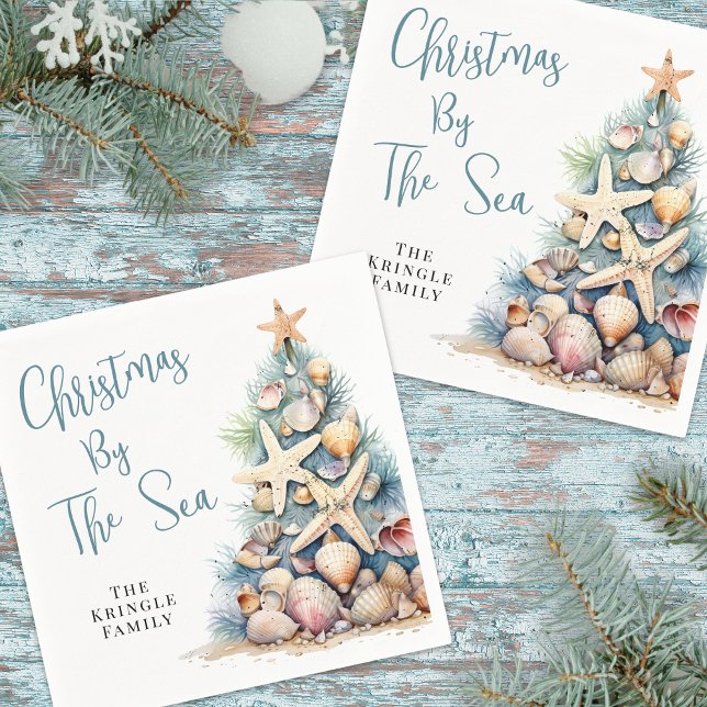 Beach Christmas Party Serviette (Beach Christmas Party Napkins)