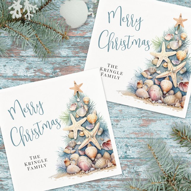 Beach Christmas Party Serviette (Beach Christmas Party Napkins)