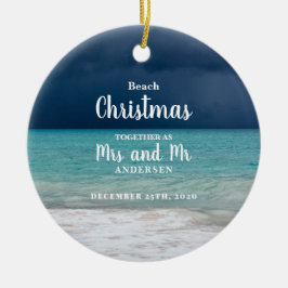Beach Christmas together Mrs Mr Family Keramik Ornament
