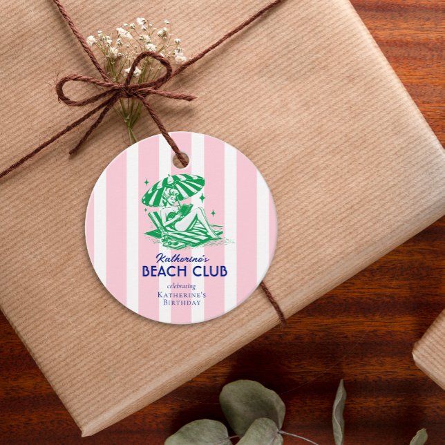 Beach Club Pink Cabana Feste Party Geschenkanhänger (Von Creator hochgeladen)