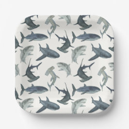 Beach Club Sharks Party Teller | Aquarellhai