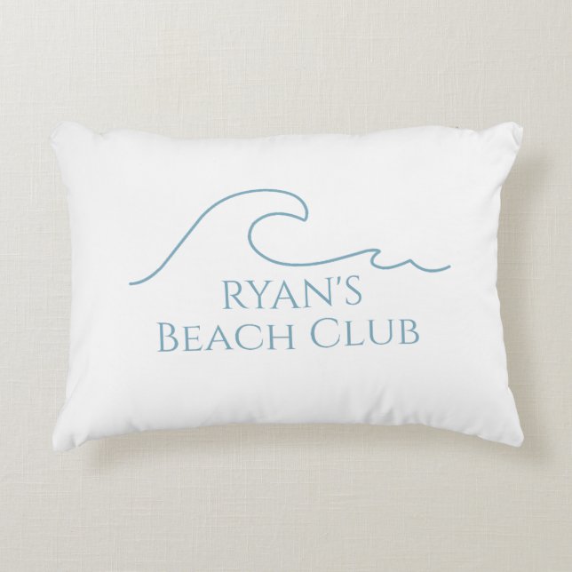Beach Club Stripe Cabana Custom Name Dekokissen (Vorderseite)