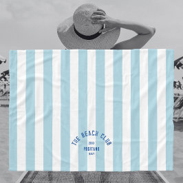Beach Club Wappen Blue Cabana Stripe Monogram Fleecedecke