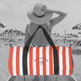 Beach Club Wappen Orange Red Cabana Stripe Monogra Duffle Bag