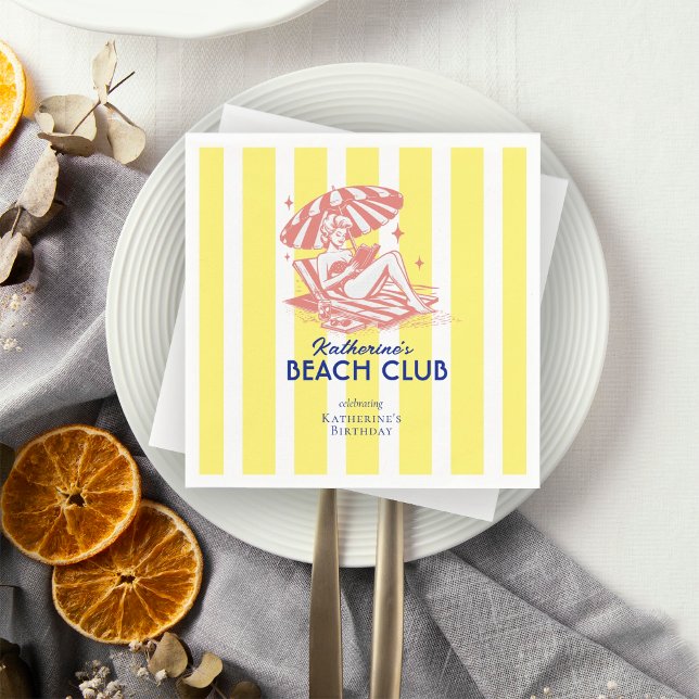 Beach Club Yellow Cabana Feste Party Serviette (Von Creator hochgeladen)