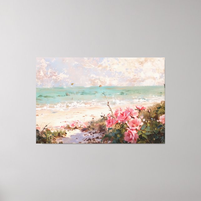 *~* Beach Cluster Rose TV2 Stretched Canvas Print Leinwanddruck (Vorderseite)