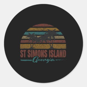 Beach Coastal City Vacation Souvenir St Simons Isl Runder Aufkleber