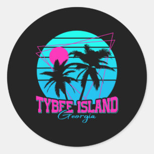 Beach Coastal City Vacation Souvenir Tybee Island Runder Aufkleber