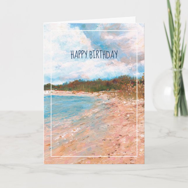 Beach Coastal Michigan Shoreline Happy Birthday Karte (Vorderseite)