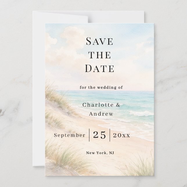 Beach coastal modern wedding Save the Date magnet (Vorderseite)