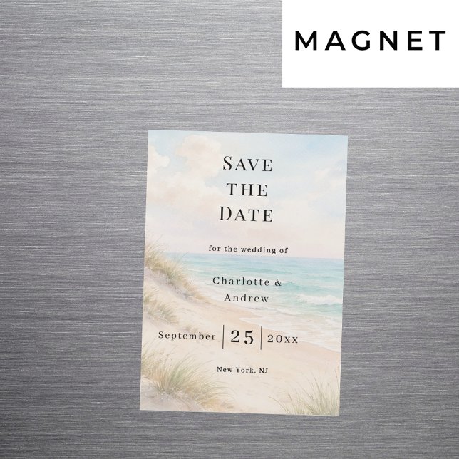 Beach coastal modern wedding Save the Date magnet (Von Creator hochgeladen)