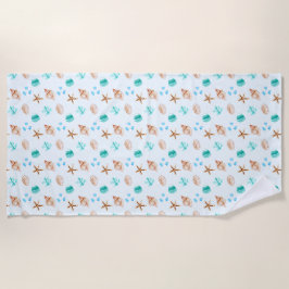 Beach Coastal Seashells Tropical Ocean Strandtuch