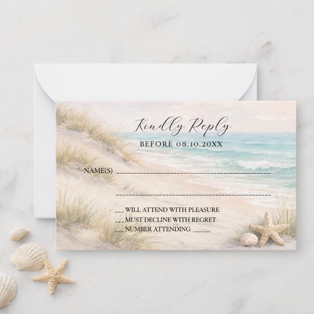 Beach coastal wedding response RSVP Mitteilungskarte (Von Creator hochgeladen)
