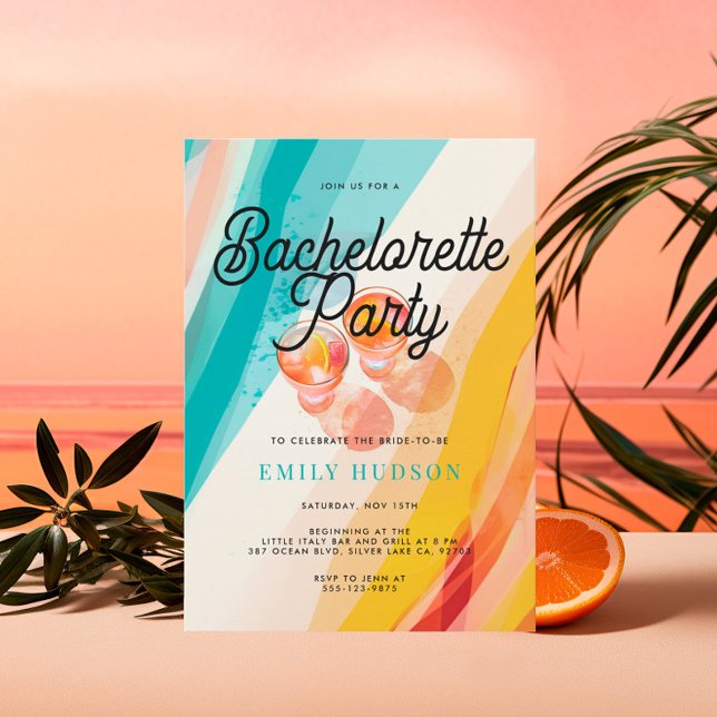 Beach & Cocktail Junggeselinnen-Abschied Einladung (Von Creator hochgeladen)