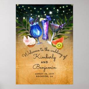 Beach Cocktails Mariage Affiche de bienvenue