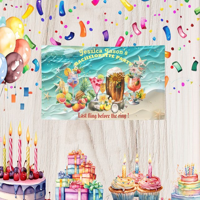 Beach Cocktails Tropische Früchte Junggeselinnen-A Banner (Beach Cocktails Tropical Fruits Bachelorette Party Banner)
