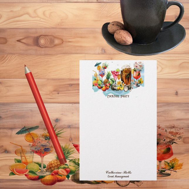 Beach Cocktails Tropische Früchte Junggeselinnen-A Briefpapier (Beach Cocktails Tropical Fruits Bachelorette Party Stationery)