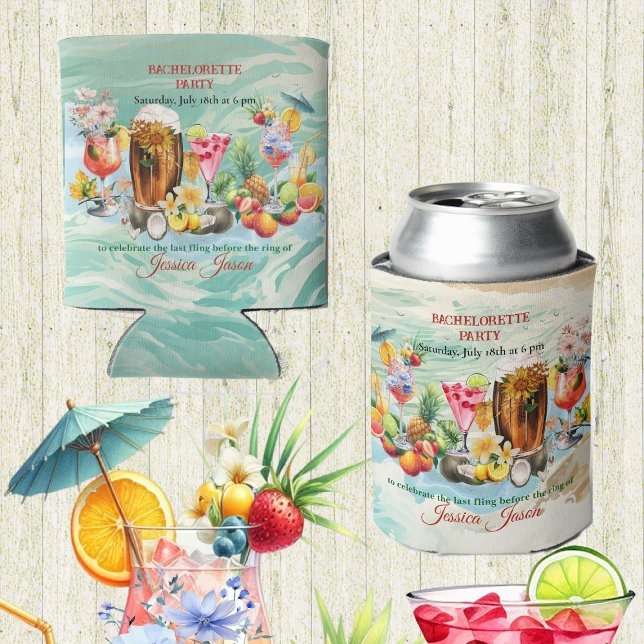 Beach Cocktails Tropische Früchte Junggeselinnen-A Dosenkühler (Beach Cocktails Tropical Fruits Bachelorette Party Can Cooler)