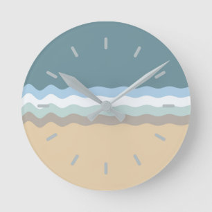 Beach Color- Light Brown Sand Beige Turquoise Blue Runde Wanduhr
