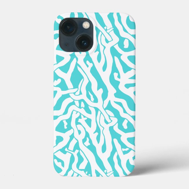 Beach Coral Reef Muster Nautical White Blue Case-Mate iPhone Hülle (Rückseite)