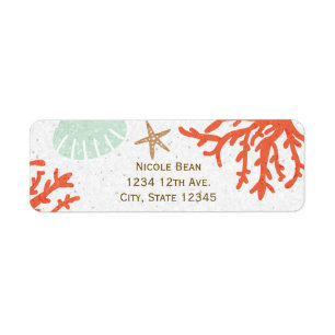 Beach Coral Reef Sea Shell Starfish Étiquettes de