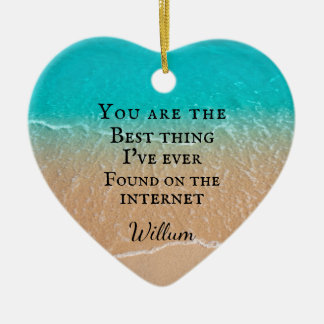 Beach couple photo Valentine Keramik Ornament