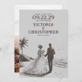 Beach Couple Save the Date