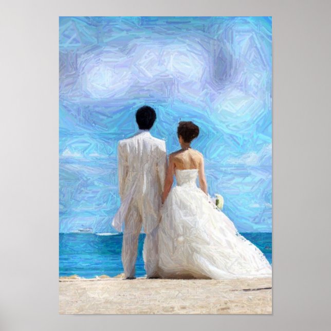 Beach Couple Wedding Digital Art Poster (Vorne)