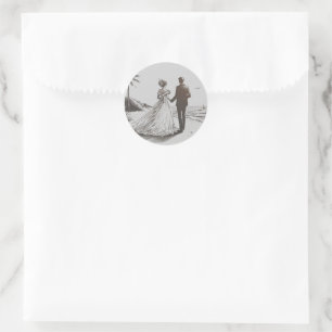 Beach Couple Wedding Runder Aufkleber
