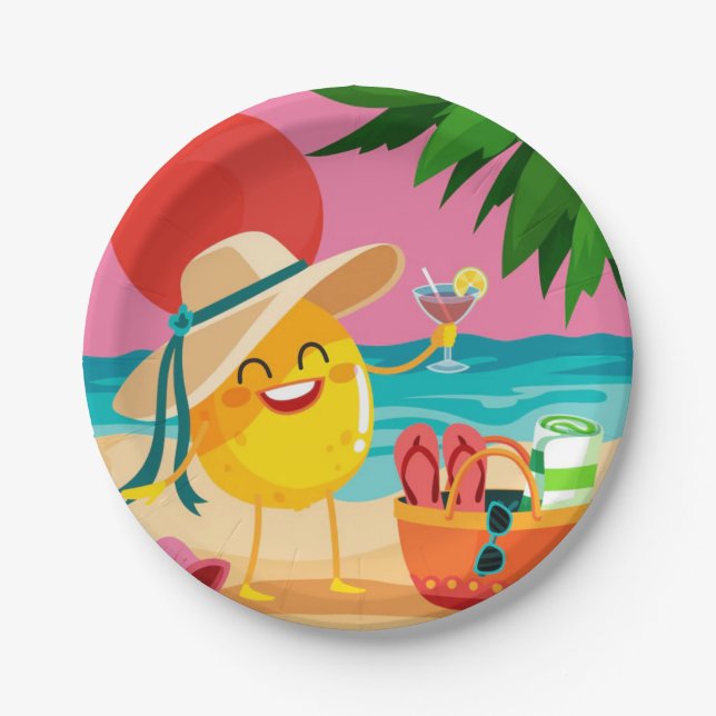 "Beach Crazy" Round Paper Plate Pappteller (Vorderseite)