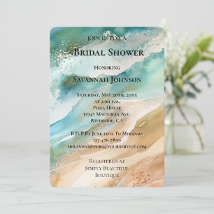 Beach Cream Aqua Ocean Brautparty Einladung