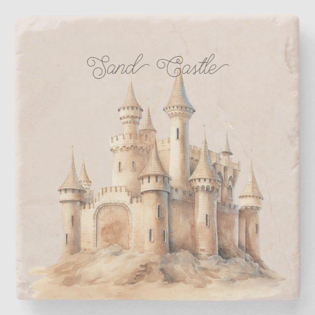 Beach Cream Sand Castle Steinuntersetzer (Vorderseite)