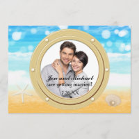 Beach Cruise Shell Mariage Port Photo Invitation
