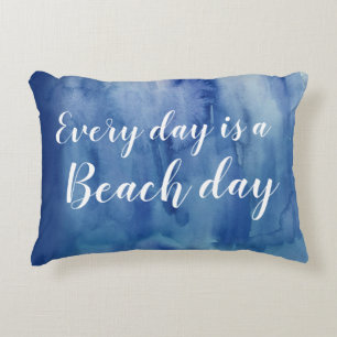 Beach Day Navy Script Beach Accent Pillow Dekokissen