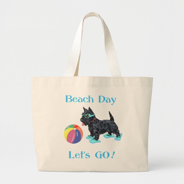 Beach Day Scottie Dog Jumbo Stoffbeutel (Vorne)