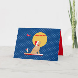 Beach Day Whales Surfen Hund Weihnachtskarte Feiertagskarte