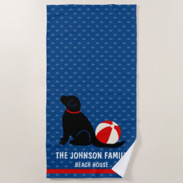 Beach Days Black Dog Blue Whales Beach Handtuch