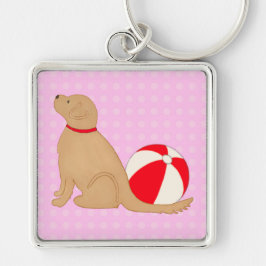 Beach Days Dog Candy Cotton Pink Key Chain Silver Schlüsselanhänger