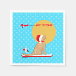 Beach Days Golden Christmas Aqua Napkins Serviette