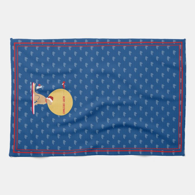 Beach Days Golden Christmas Whales Küche Handtuch (Horizontal)