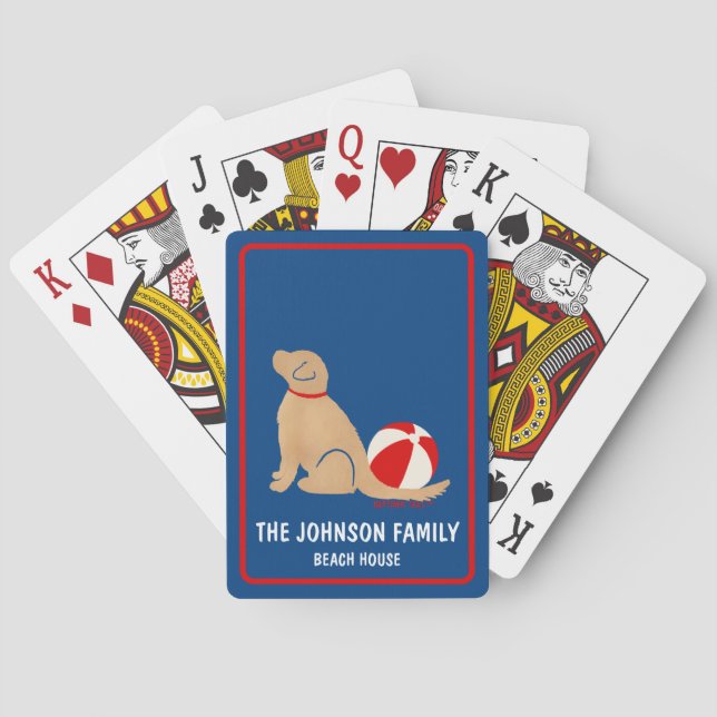 Beach Days Golden Retriever Hund Blue Playing Card Spielkarten (Rückseite)