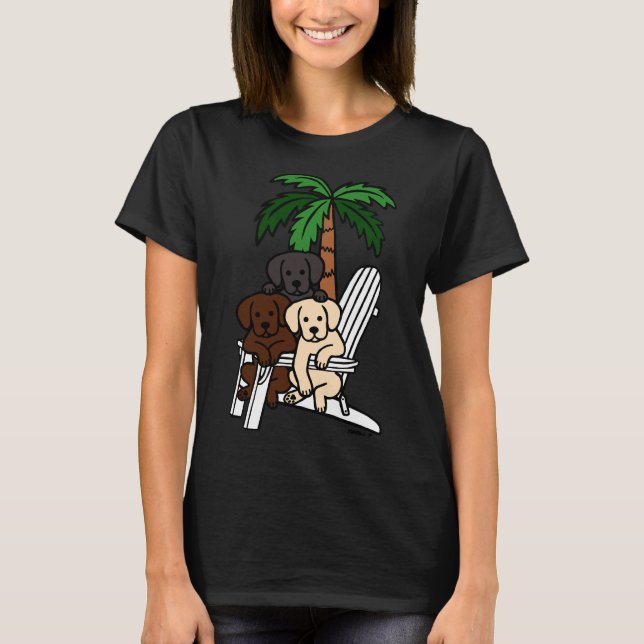 Beach Deck Chair Labradors T-Shirt (Vorderseite)
